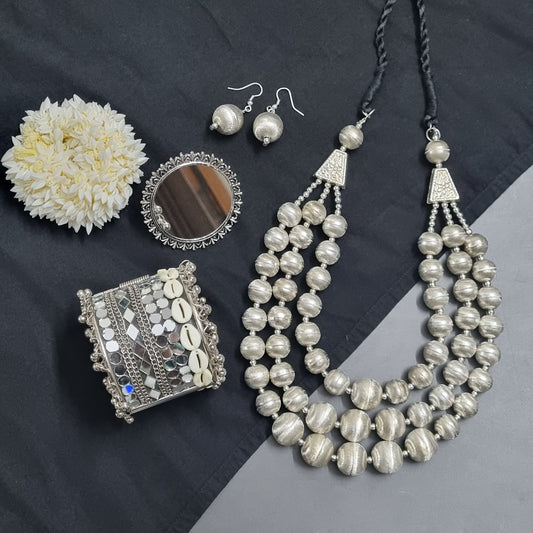 Silver Oxidised Jewellery Combo Set