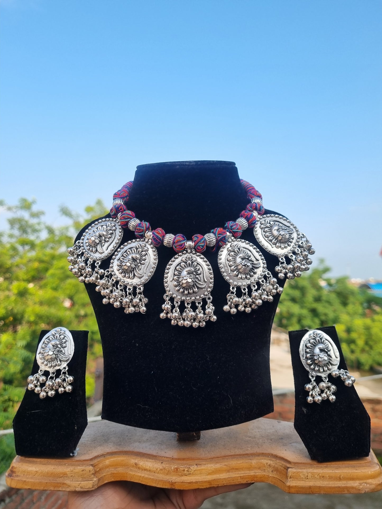 Thread Peacock Necklace set