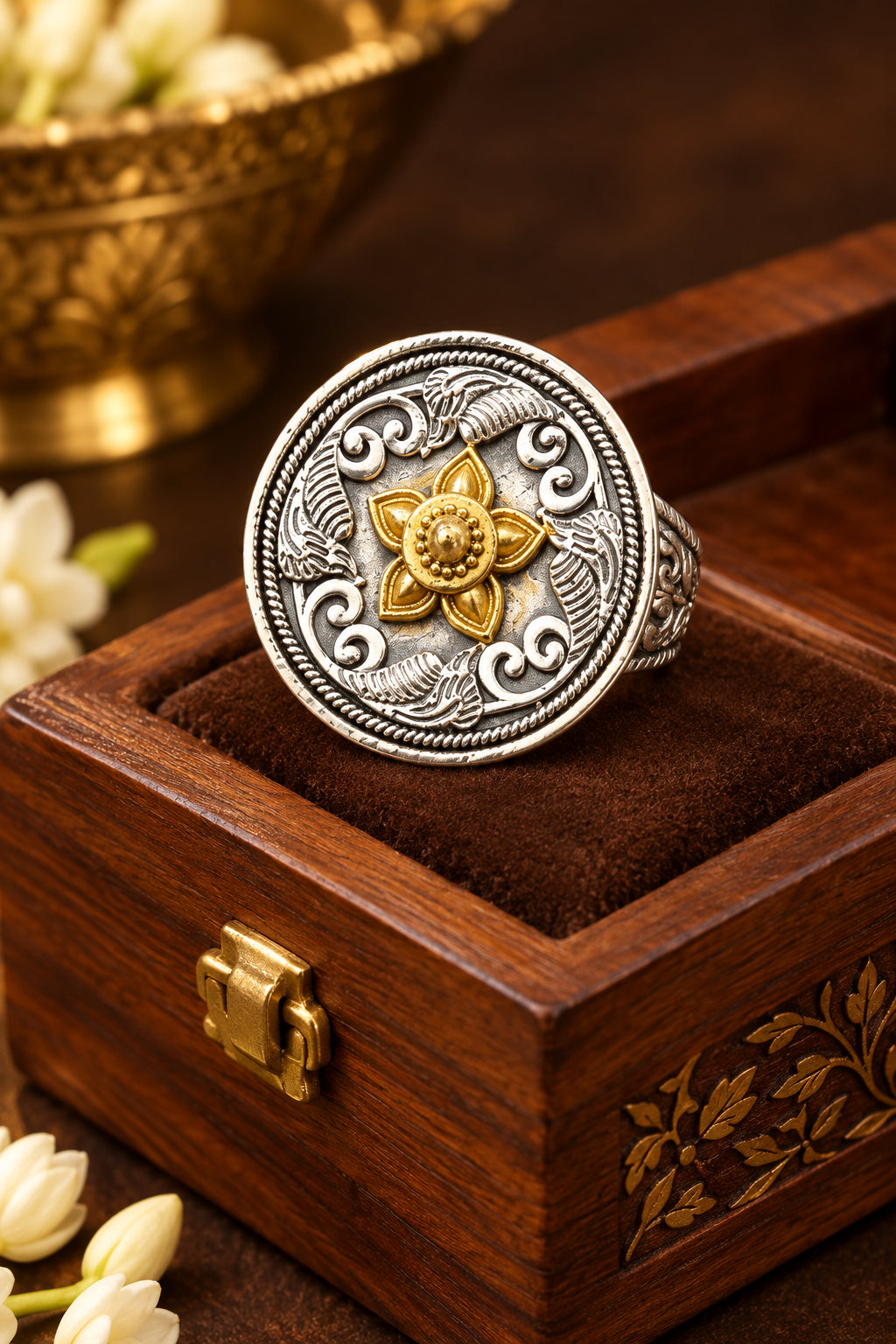 Dual tone Brass Ring
