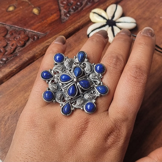 Stone Oxidised Ring