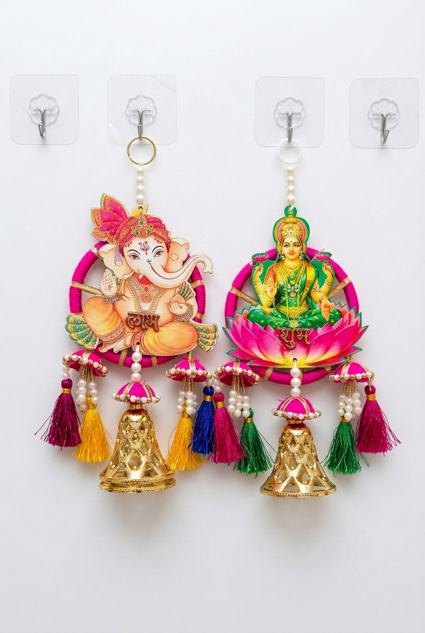 Shubh Labh Laxmi Ganesh Hanging Pair- Diwali Decor