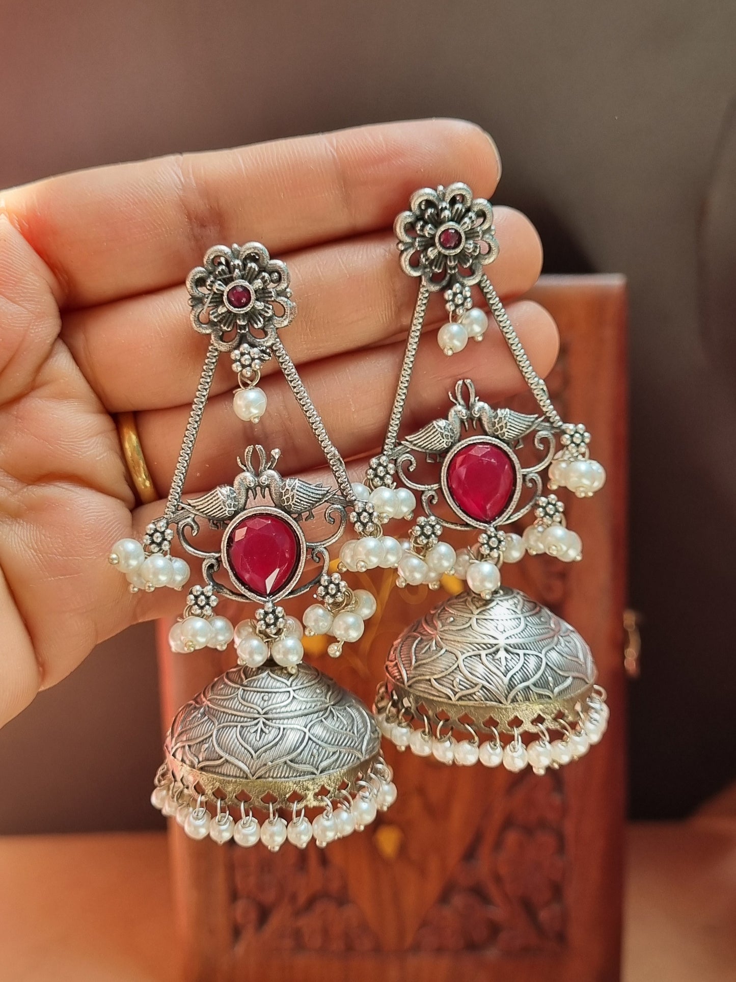 Baghi Silver Brass Jhumka