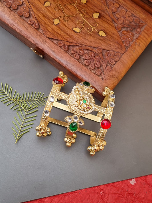 Mahnoor Golden Pachi Statement Brass Handcuff/Kada