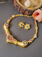 Fusion Pachi Kundan golden Hasli Set