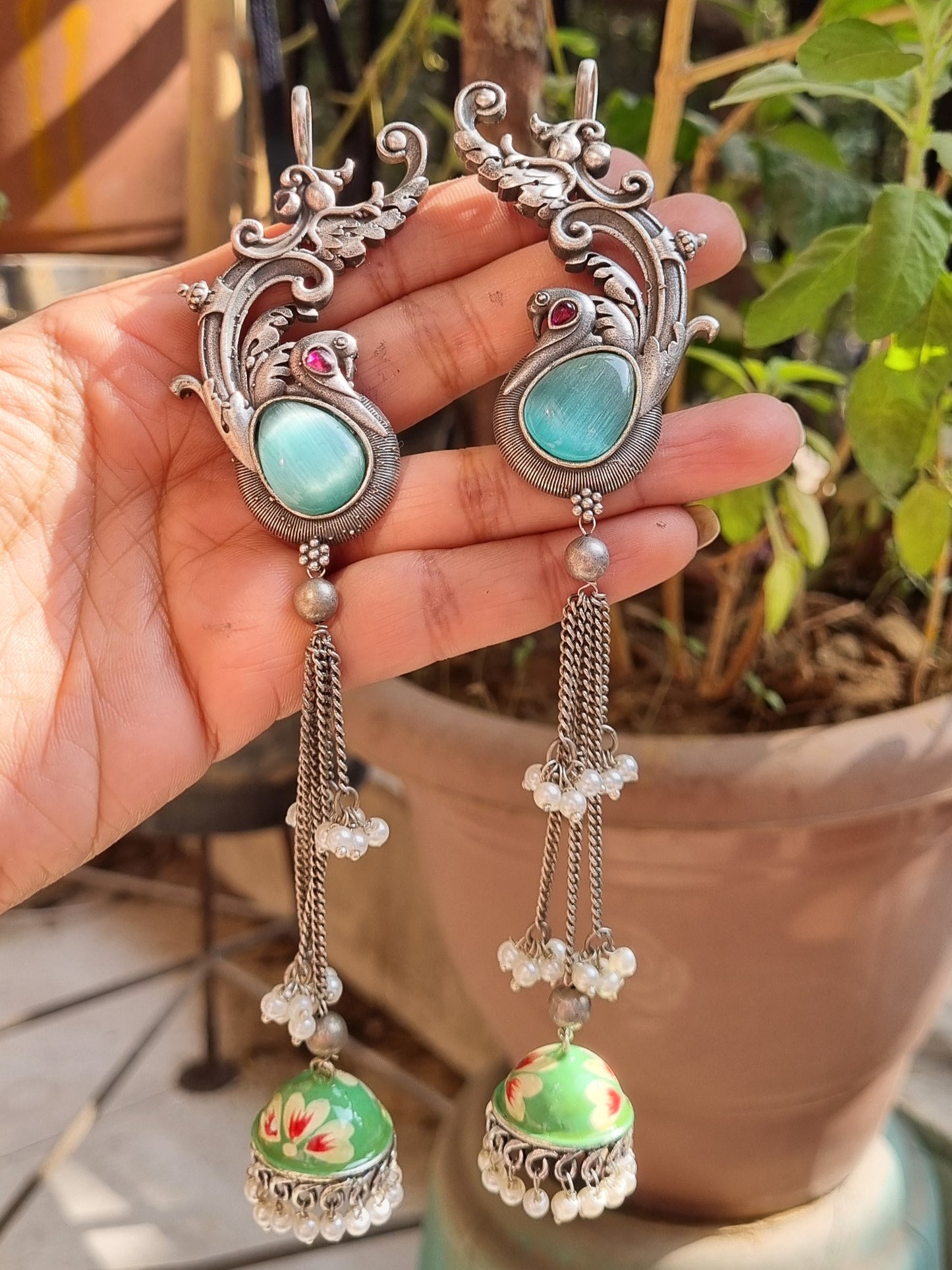 Peacock Handpainted Earcuff