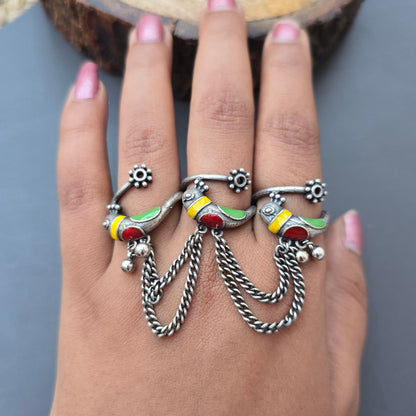 3 finger amrpali Brass Ring