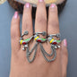 3 finger amrpali Brass Ring