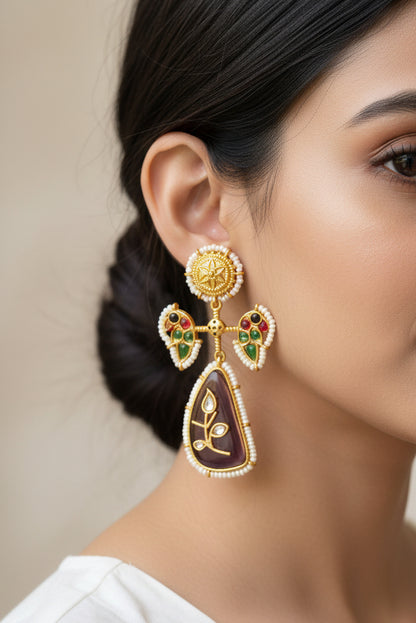 Golden Kashmiri Earrings