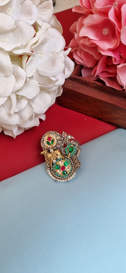 Pachi Kundan Statement ring