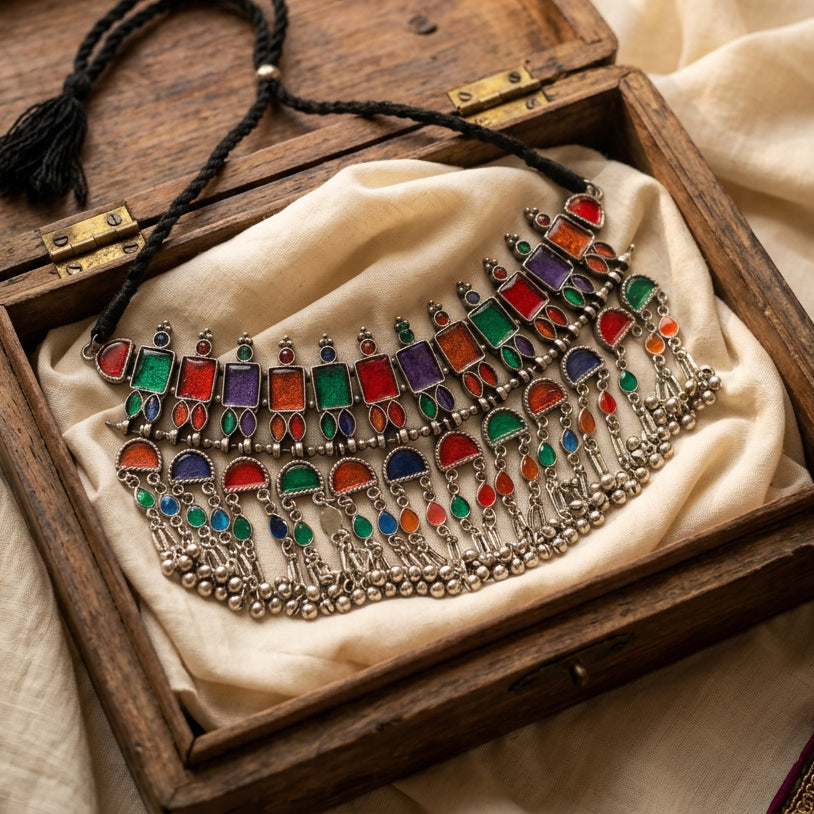 Multi Enamel Choker set - Oxidised