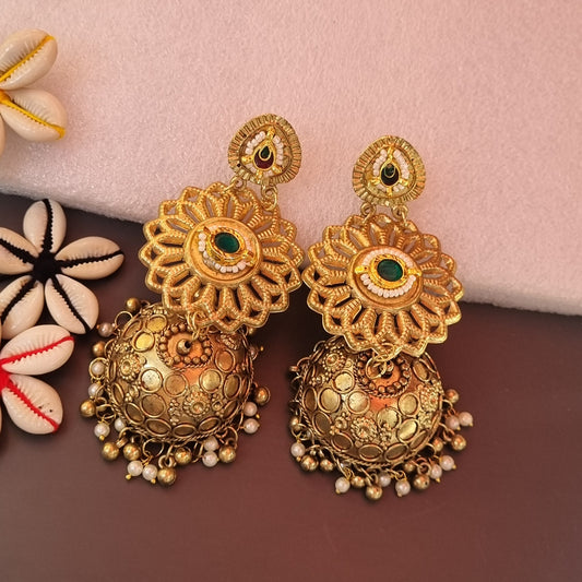 Golden Oxidised Jhumka