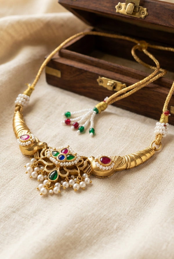 Pachi Kundan Fusion Hasli Set