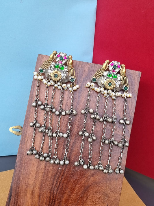 Saniya Dual tone Pachi Statement Earrings