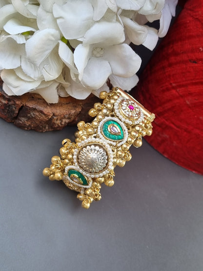 Golden Statement Ghunghru Kada- Green