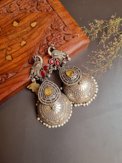 Mayur Brass Stone Jhumka
