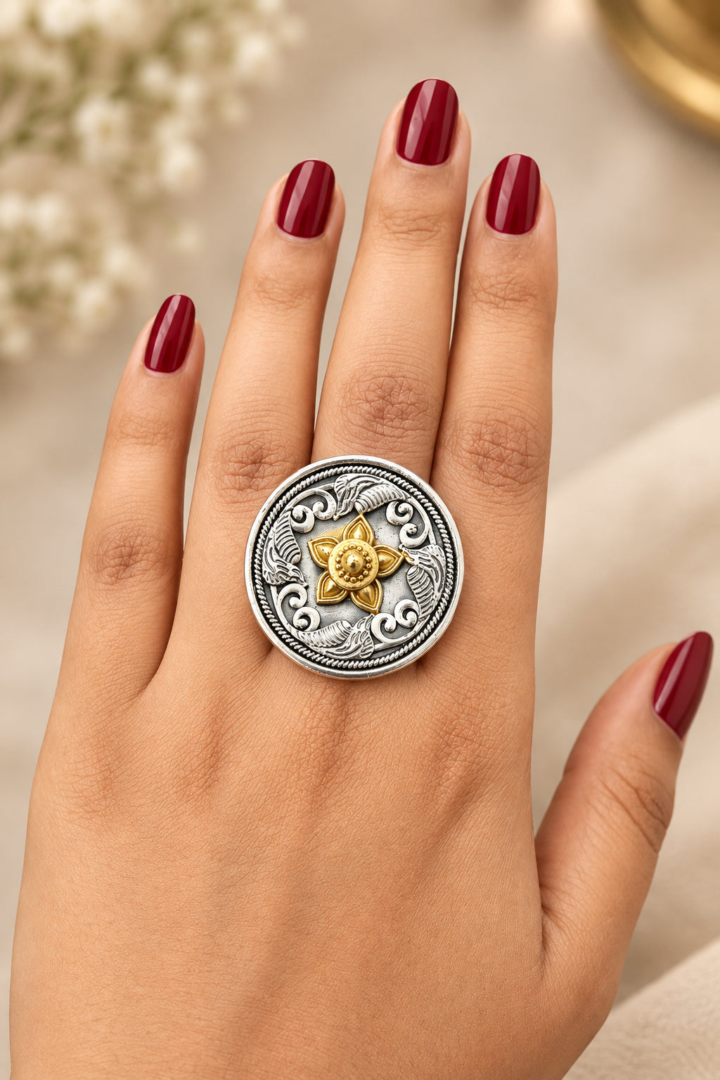 Dual tone Brass Ring