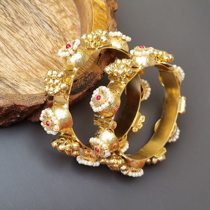 Pachi kundan Golden Stone Brass Kada Set