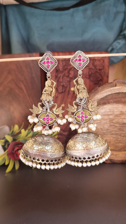 Mehru Brass dual tone  Jhumka - Bahara Collection