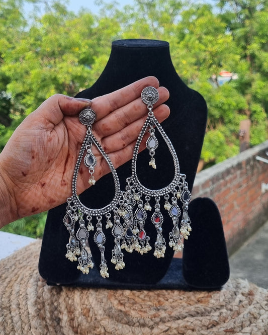Mirror Oxidised Earrings