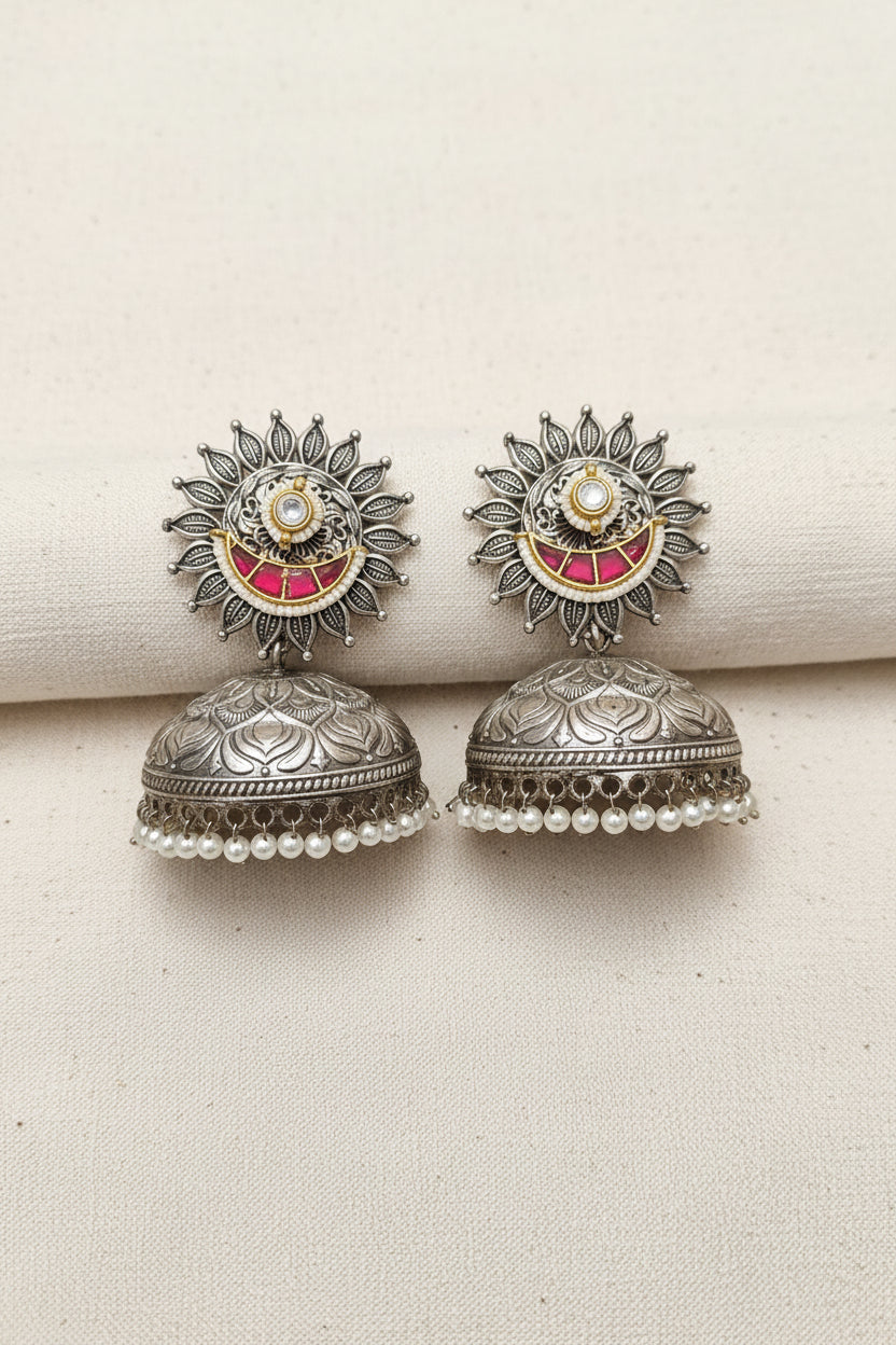 Falguni Pachi Kundan Jhumka- Brass