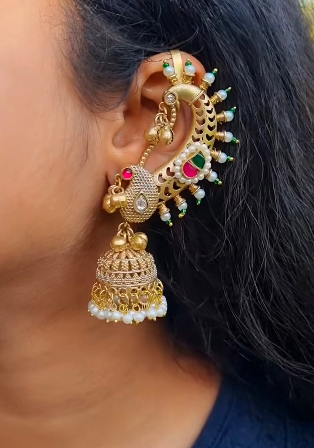 Kyna Golden Pachi Kundan Kaanphool/ Earcuffs