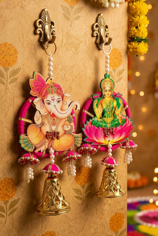 Shubh Labh Laxmi Ganesh Hanging Pair- Diwali Decor