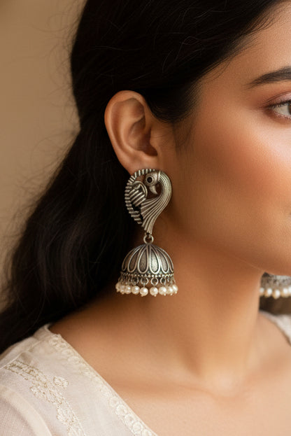 Peacock Brass Jhumka