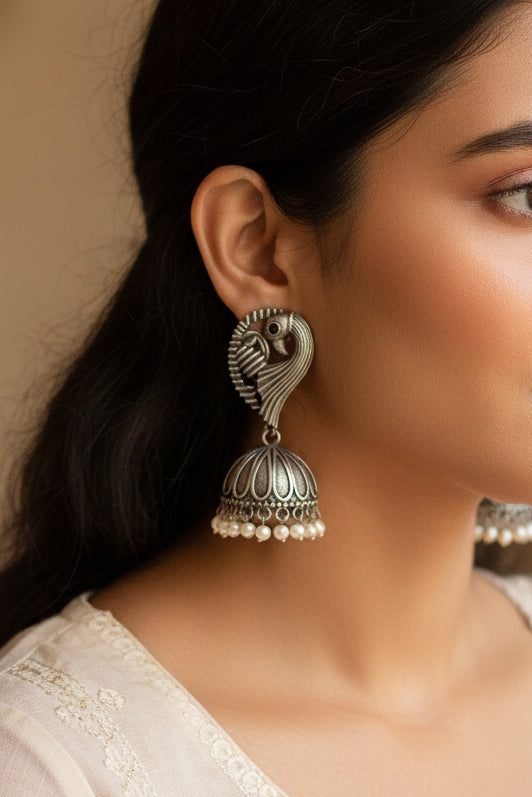 Peacock Brass Jhumka