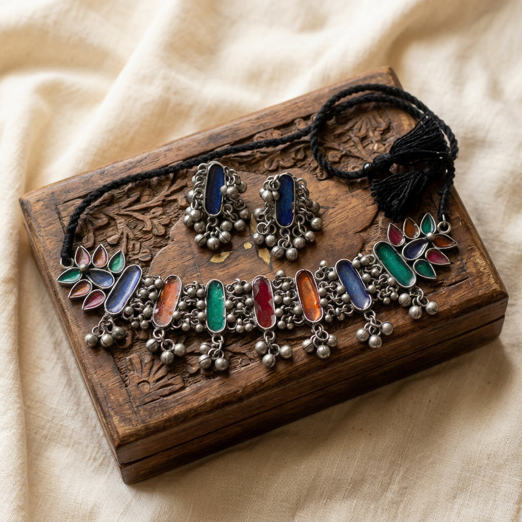 Enamel Choker- Oxidised