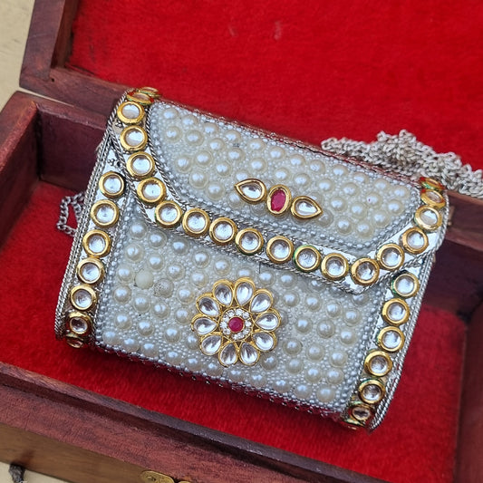 Kundan Pearl Mini bag