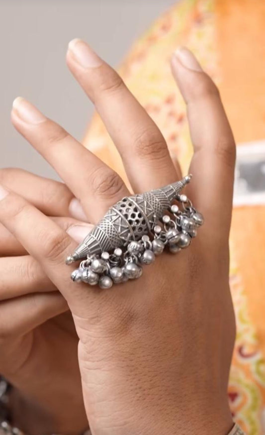 Oxidised Ghungru Ring