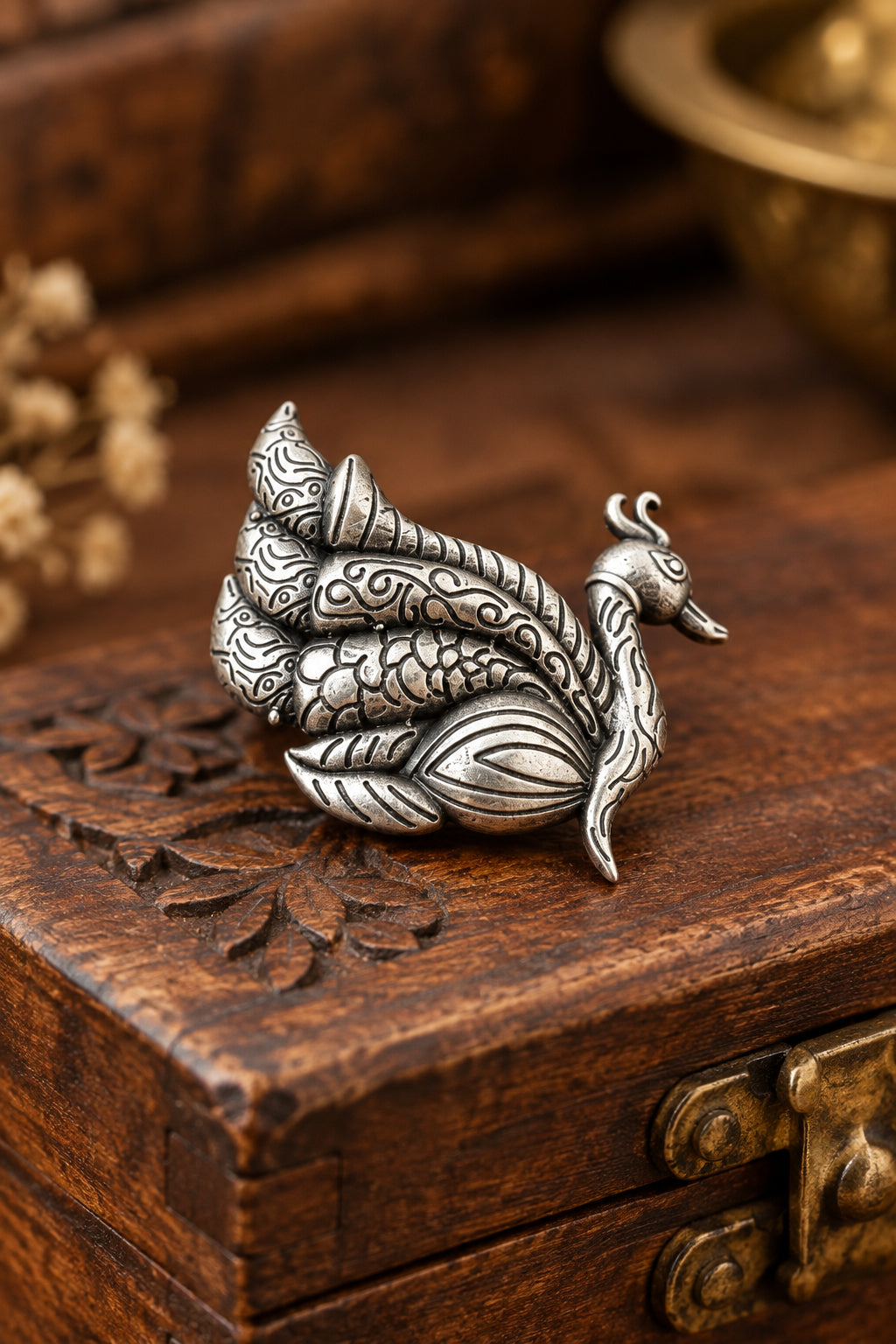 Peacock Brass Ring
