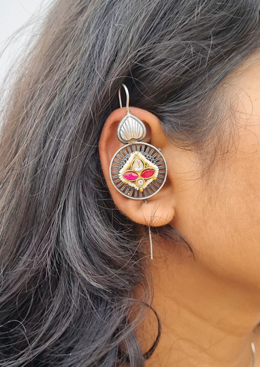 Pachi kundan Pin Bugadi Earcuffs