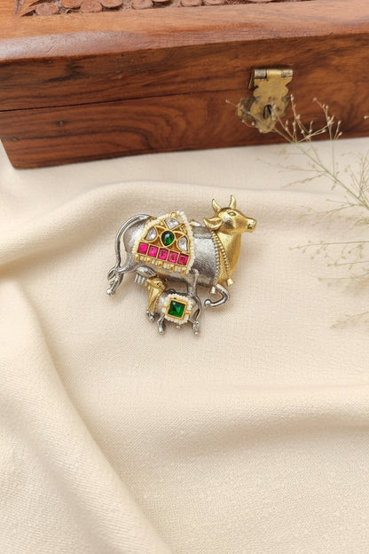 Nandi/ Cow Dual Tone Pachi Ring