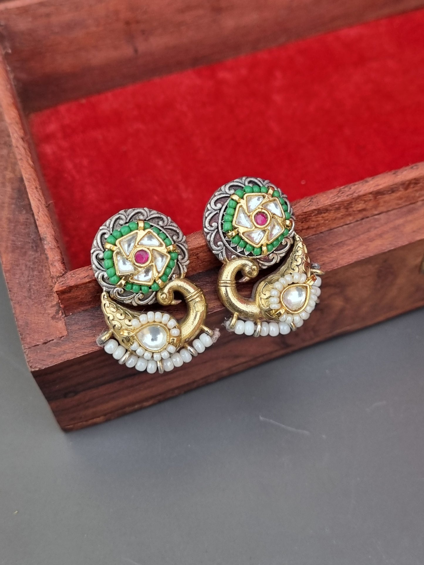 Sofia Dual tone Pachi Statement Earrings