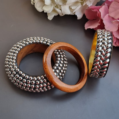 Set of 3- Wooden Bangles stack
