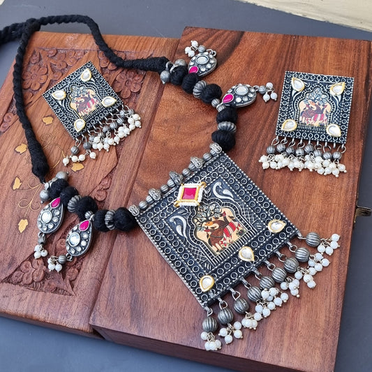 Fusion Pichwai Thread Necklace Set