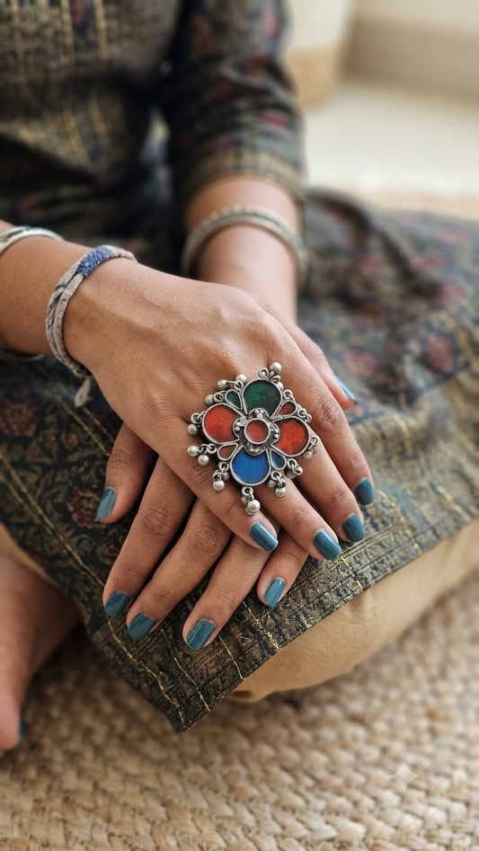 Enamel Oxidised Ring