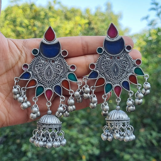 Enamel Oxidised Jhumka
