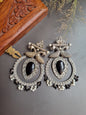 Peacock Brass Earrings - BLACK