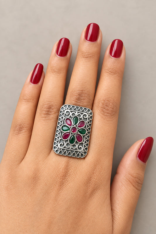 Stone Brass Ring