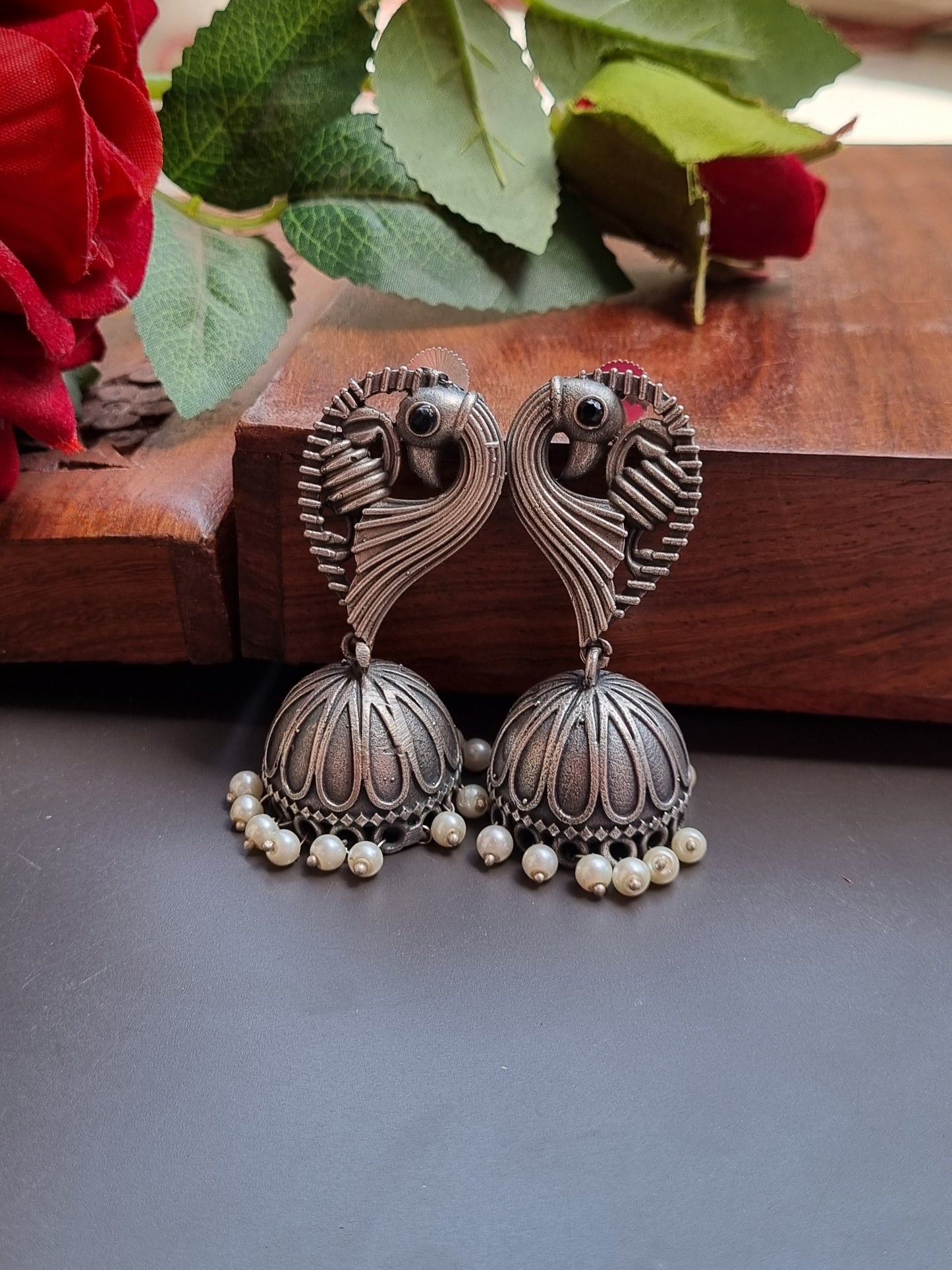 Peacock Brass Jhumka