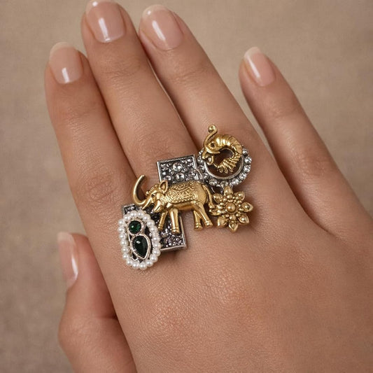Gaj Dual tone Brass Ring