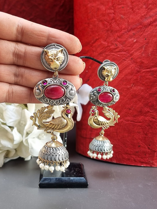 Sira Dual tone Jhumka Earrings