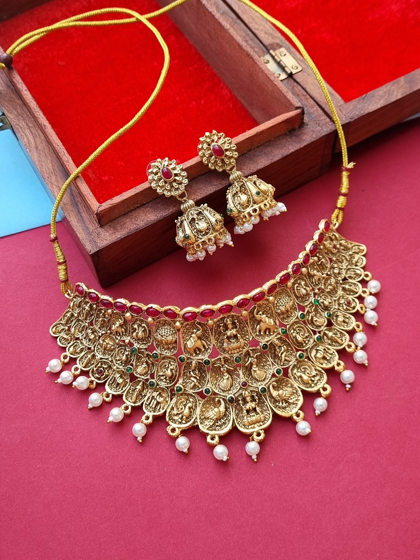 Laxmi Gold Choker Set- Temple Jewellery