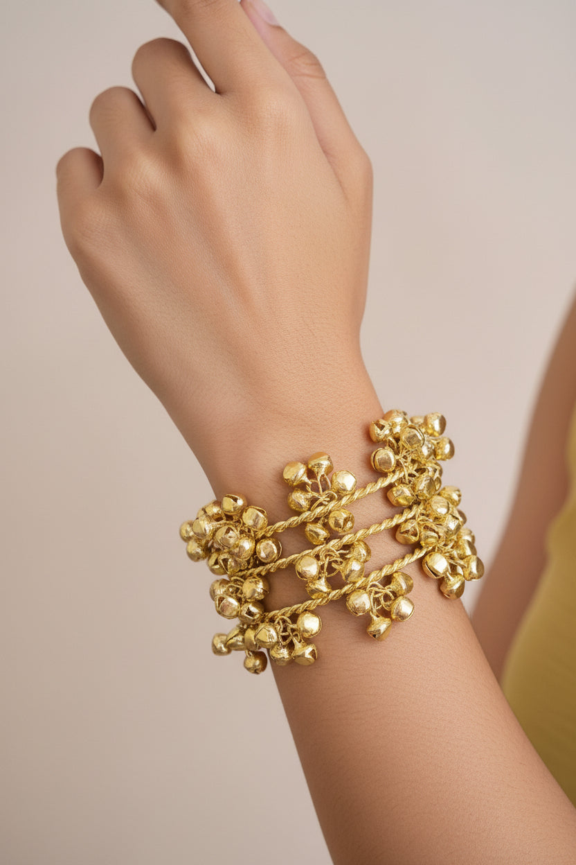 Golden Ghunghru Bangles- Pair