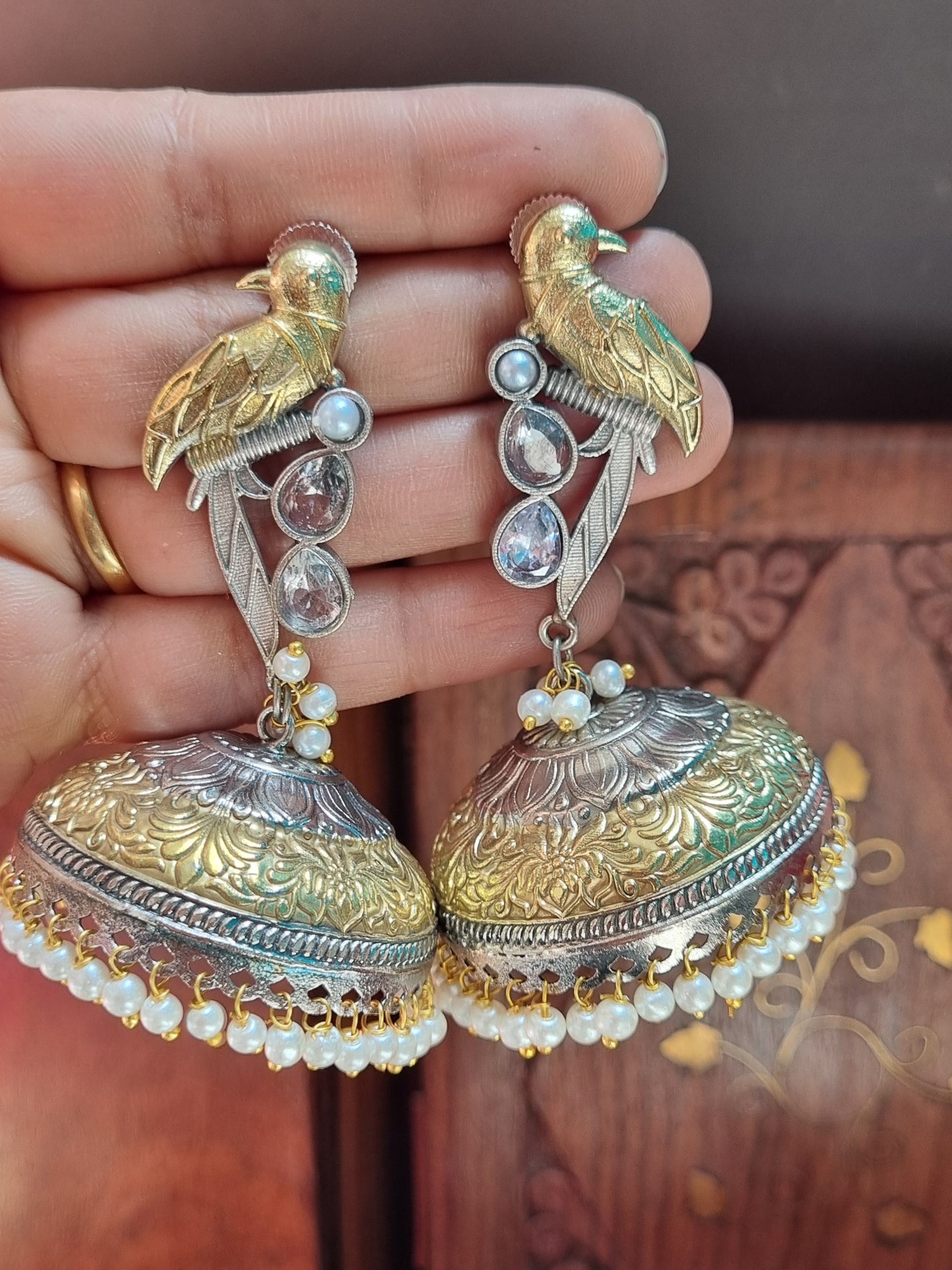 Sitaara Dual tone Brass Jhumka