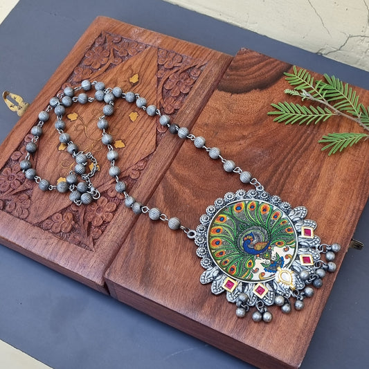 Picture Fusion Pendant Necklace- Oxidised